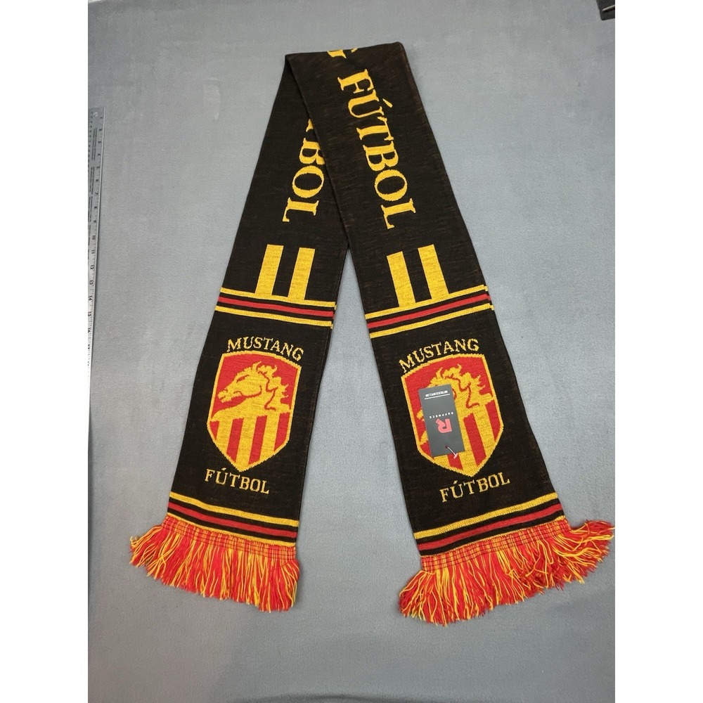 Ruffneck Scarf Mustang‎ Futbol Adult Black Yellow Long Warm Preppy Soccer Wrap